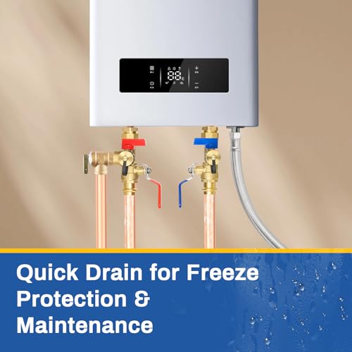 3 4 Inch GUOFIS IPS Tankless Water Heater Valve Kit with Pressure Relief Valve (10 Count)