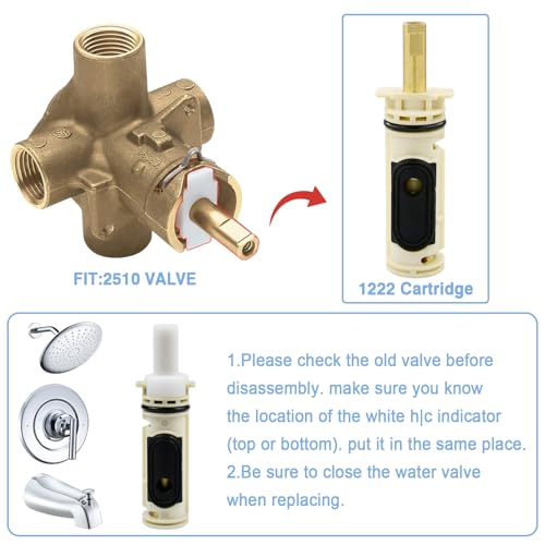 Replacement Cartridge Compatible with Moen 1222 Replacement Cartridge .Fit for Moen Tub Shower and One
