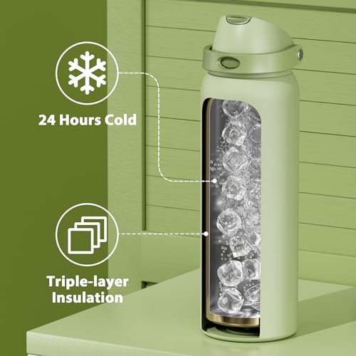 40 oz Insulated Water Bottle with Straw