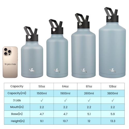 64 oz Insulated Stainless Steel Water Bottle Jug with Handle