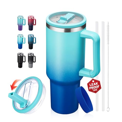 40oz Tumbler with Handle & Flip Straw