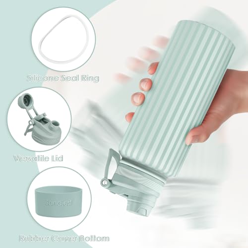 Stripe Stainless Steel Water Bottle with Strap 32oz