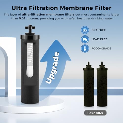 Upgrade Black Water Filter Activated Carbon by Fetechmate with Ultra Filtration Membrane Water Purification Elements Replacement Compatible with Ber (4 Count)