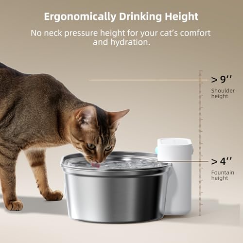 Wireless Cat Water Fountain Stainless Steel Pro