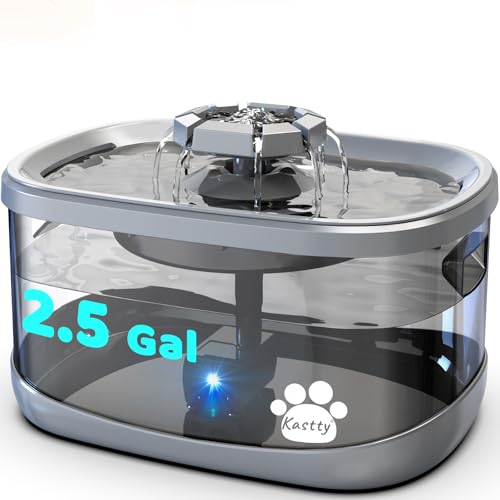 2.5Gal 9.5L Dog Water Fountain Extra Large Pet Water Fountain 3 Flow Modes Cat Water Fountain Larger Filter Filtration& Smart LED Pump& Safe Touch