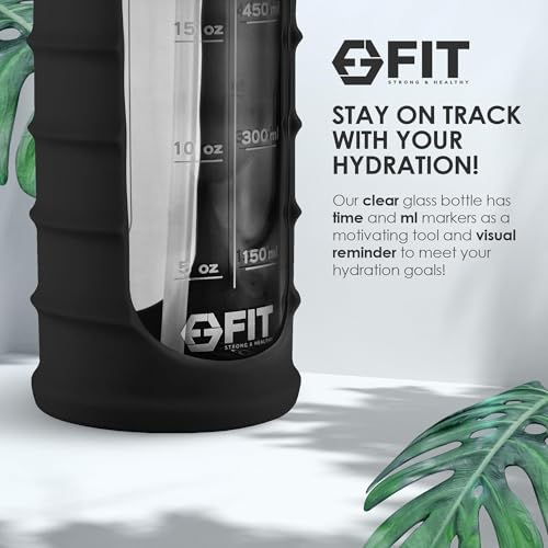 32 oz Glass Water Bottle with Time Marker