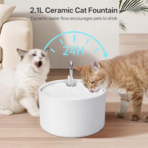 Upgrade Ceramic Cat Water Fountain (78 Fl Oz)