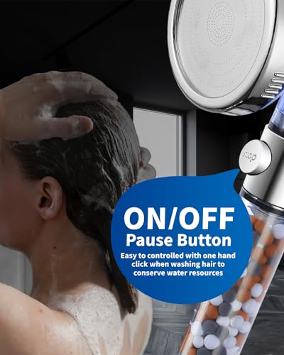 Filtered Shower Head for Hard Water with Stop