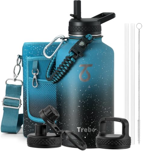 64 oz Water Bottle Stainless Steel with 3 Lids