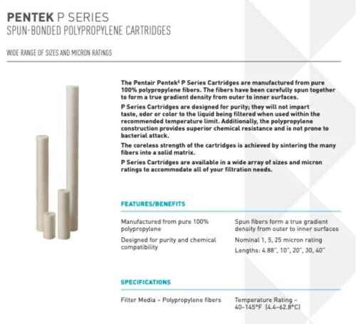 Pentair Pentek P5 10" x 2.5" Sediment Water Filter