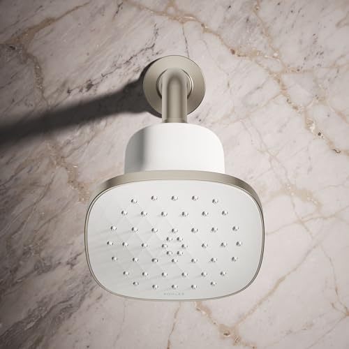 37722-Y-BN Cinq Square Single-Function Filtered Showerhead, Five-Layer Filtration, 2.5 GPM, Contemporary Design, Easy to Clean, Vibrant Brushed Nickel