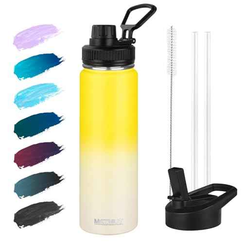 24oz Sports Insulated Water Bottle for School with 2 Lids (24 Count)