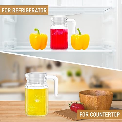 4 Pieces 17 oz Glass Pitcher with Lid Fridge Juice Glass Water Pitcher Beverage Drink Containers Jug for Fridge Iced Tea Lemonade Milk Cocktails Cold (4 Count)