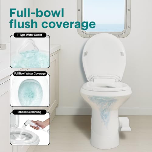 RV Toilet Small Camp Toilet with Foot Pedal and a Hand Sprayer