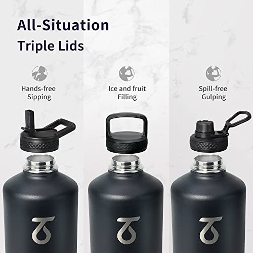 One Gallon Water Bottle Insulated with 3 Lids