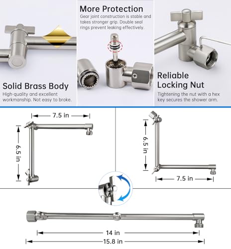 All Metal 14 Inches Rainfall Shower Head with Handheld Combo