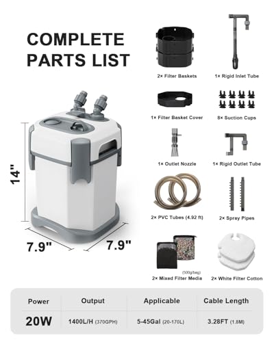 Self Priming Quiet Canister Filters for Aquarium