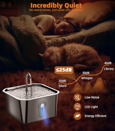 4L Large Cat Water Fountain for Multiple Cats with 8 Filters Pet Water Fountain for Cats Quiet Indoor Pets Dog Small Animal Automatic Dog Water Dispenser for Drinking Watering Supplies (135 Fl Oz)