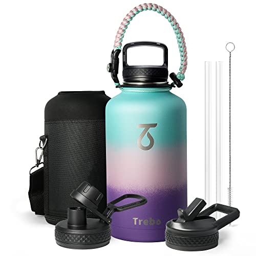 64 oz Water Bottle Stainless Steel with 3 Lids