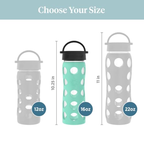 16-Ounce BPA-Free Glass Water Bottle with Classic Cap and Protective Silicone Sleeve, Sea Green