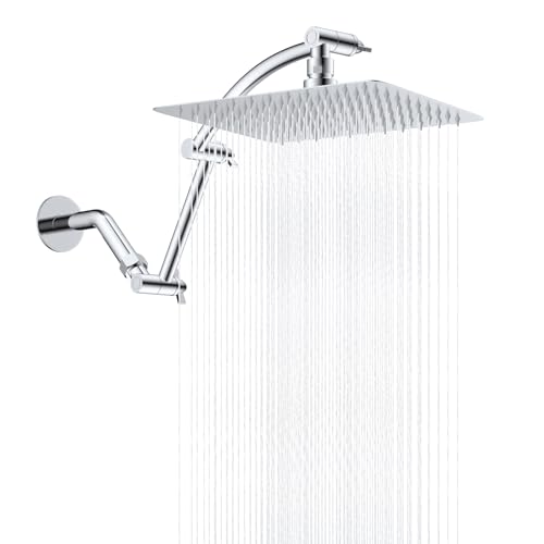 All Metal 10'' Rain Shower Head with 16'' Extension Arm