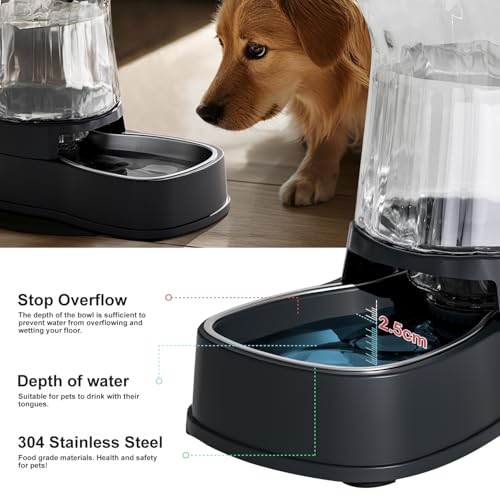 Automatic Dog Water Dispenser Gravity Stainless Steel Waterer & Food Feeder Set