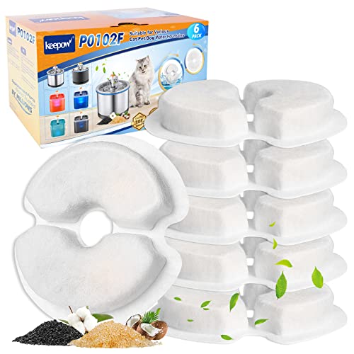 6 Pcs Pet Fountain Filter Replacement For Plastic 67oz