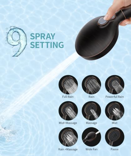 Filtered Shower Head with Handheld High Pressure 9 Spray Mode Showerhead Detachable Shower Head Water Softener Filters Beads for Hard Water Remove Chlorine 1 Filter ORB