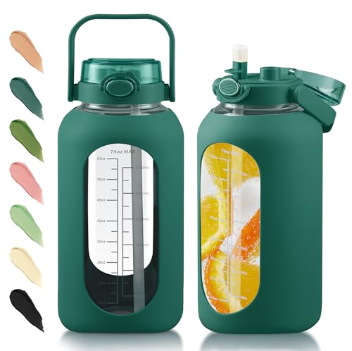 74oz Glass Water Bottle with 2