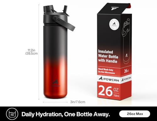 26 oz Insulated Water Bottle with 2