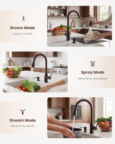 Oil Rubbed Bronze Touchless Kitchen Faucet with Soap Dispenser