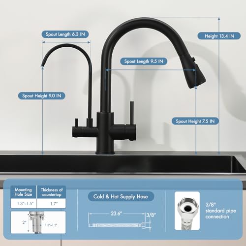 3 in 1 Kitchen Faucet with Water Filter and Pull Down Sprayer