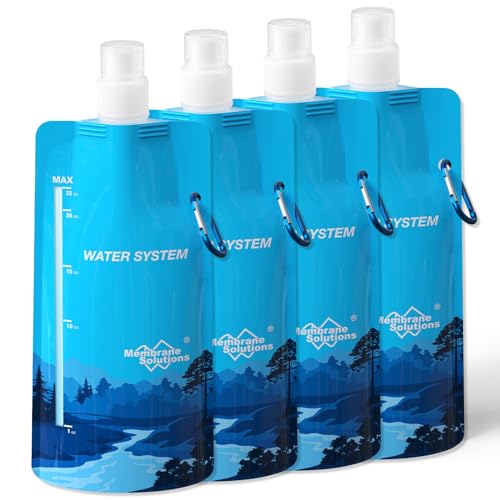 Collapsible Water Bottle 23oz with Carabiner (4 Count)