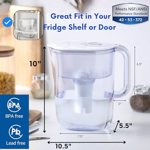 10 Cup Water Filter Pitcher with 5 Replacements