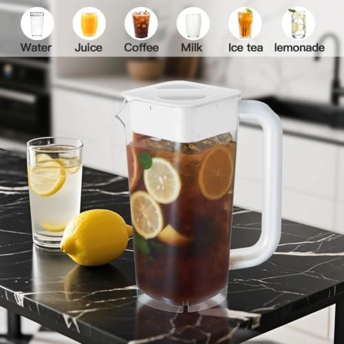 4 Pack 2L 68 oz Plastic Pitcher with Lid & Handle