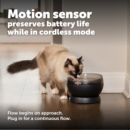 HydroSphere Cordless Pet Fountain Battery Powered Water Fountain for Cats and Small Dogs Stainless Steel Tray Quiet Operation