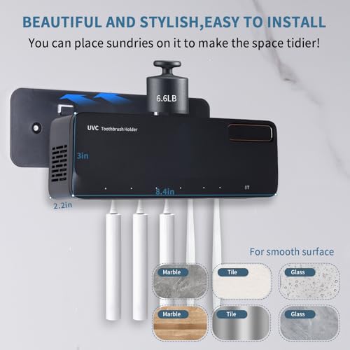 UV Toothbrush Sanitizeri Holder with 99.9% Cleaning
