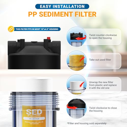 1 Micron 10 x 4.5 Whole House Sediment Filter Replacement Well Water Filter Cartridge Compatible with DGD (2 Count)