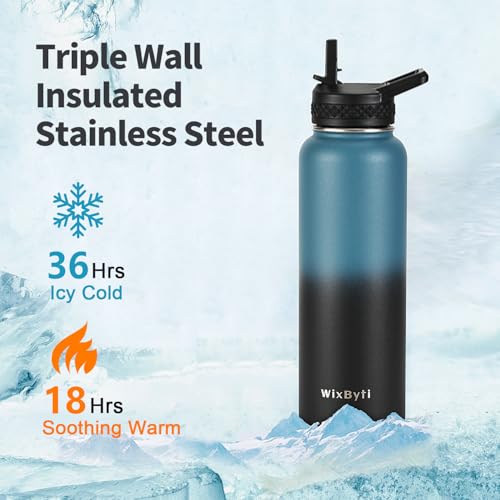 40 oz Insulated Water Bottle with Straw