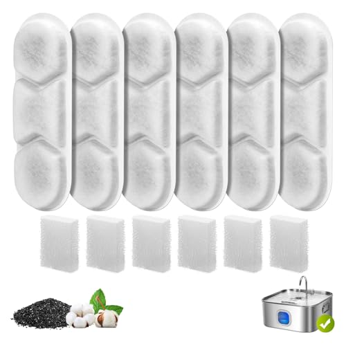 6 Pack Dog Water Fountain Replacement Filters for 410oz