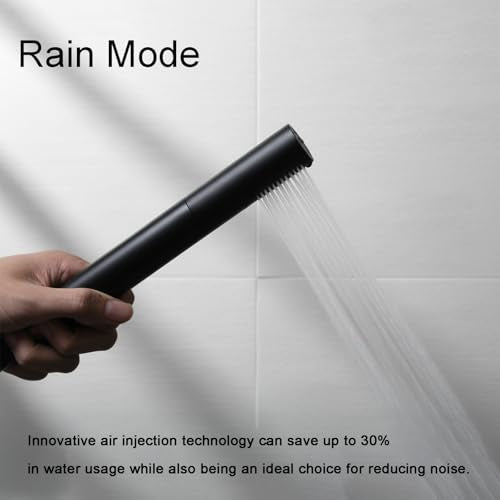 Black Shower Wand Brass Handheld Shower 7 Inch High Pressure Hand Held Shower Head High Flow Sprayer