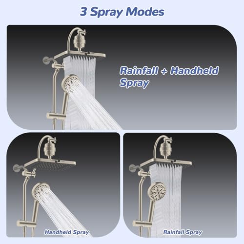 5 spray Filtered Rainfall Shower Head Combo