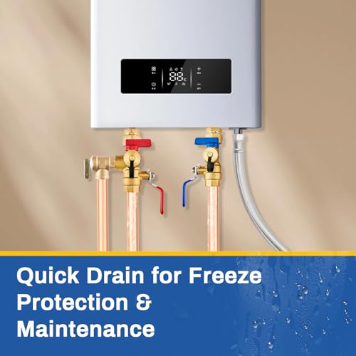 3 4 Inch GUOFIS IPS Tankless Water Heater Valve Kit with Pressure Relief Valve (20 Count)