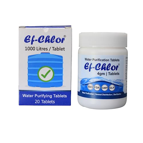 4 gm Overhead & Underground Water Tank Purification Tablets Jar of 20 Tablets for Purifying Water Tanks 1 Tablet for 264 Gallons Water (20 Count)