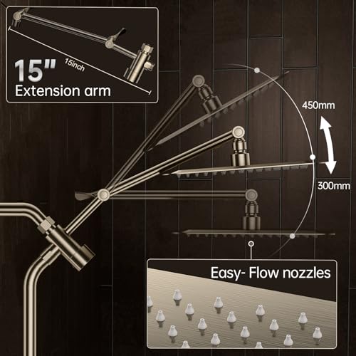 All Metal 10" Luxurious Brushed Nickel Rain Shower Head with Handheld