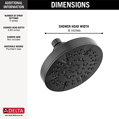 6 Setting Matte Black Shower Head with High Pressure Spray