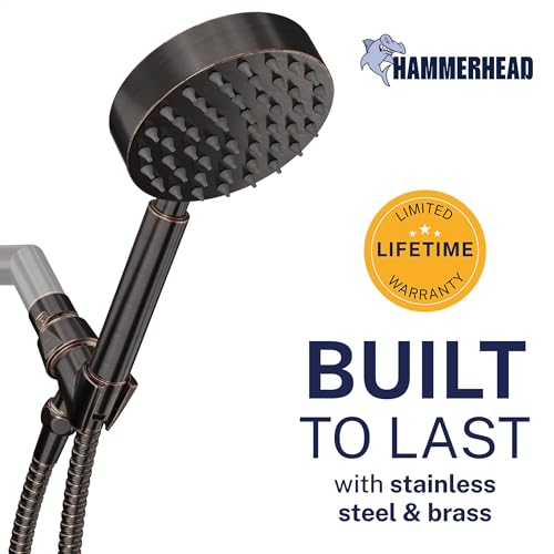 Solid Metal Handheld Shower Head with Hose and Brass Holder