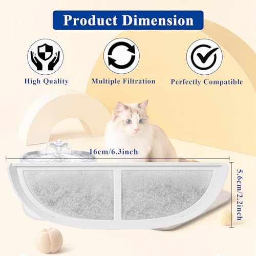 10 Pack Pet Water Fountain Filter Replacements Compatible with Eufy Pet Water Fountain