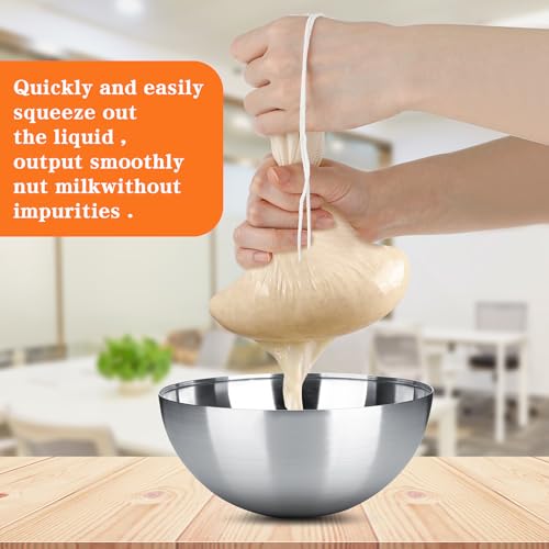 4 Pack Cotton Nut Milk Bag 8 × 6 Inches Fine Mesh Cheese Cloth Multiple Usage Reusable Food Strainer Professional Cold Brew Filter for Straining Juice Coffee Yogurt Tea (4 Count)