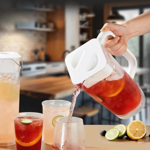 4 Pack 2L 68 oz Plastic Pitcher with Lid & Handle